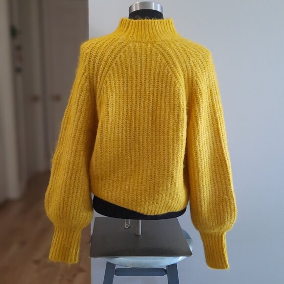 Mustard Yellow Chunky High Neck Sweater - Picture 3 of 4